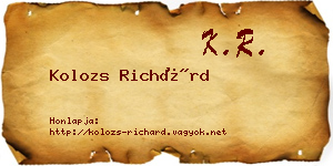 Kolozs Richárd névjegykártya